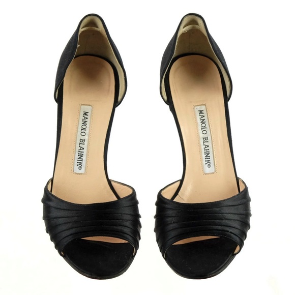 ✨HOST PICK✨ MANOLO BLAHNIK D’ORSAY SATIN HIGH HEEL PEEP TOE - Picture 2 of 5